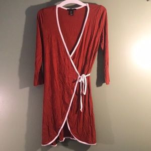 New forever 21 3/4 sleeve burnt orange wrap dress